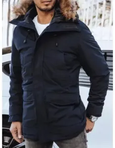Pánska bunda zimná s kapucňou HARLEY tmavo modrá