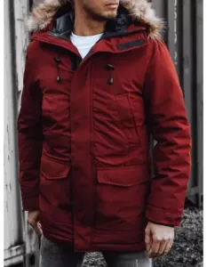 Pánska bunda zimná s kapucňou LEON bordó