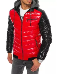 Pánska štýlová zimná bunda prešívaná s kapucňou STREET červená