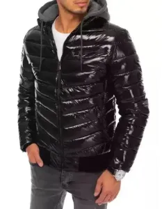 Pánska štýlová zimná bunda prešívaná s kapucňou STREET čierna #1829256