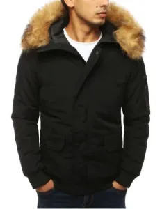 Pánska zimná bomber bunda s kapucňou STREET čierna