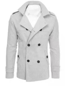 Pánský dvouřadý elegantní kabát MARCO šedá