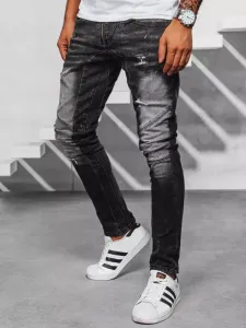 Čierne pánske džínsy s odreninami #5921226