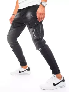 Praktické čierne džínsové nohavice