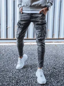 Tmavo-sivé pánske džínsy s vreckami