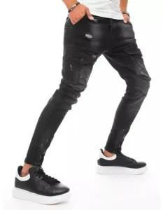 Pánske jeans nohavice s vreckami čierne