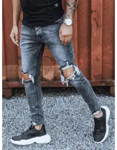 Pánske nohavice džínsové GRADY tmavo šedé