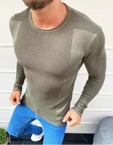 Pánsky celoprepínací sveter v khaki farbe
