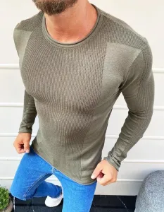 Pánsky khaki sveter bez zapínania WX1585 #1963100