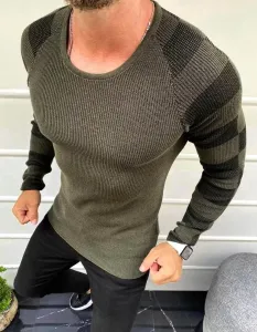 Pánsky khaki sveter v štýlovom prevedení