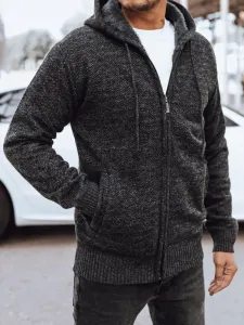 Trendy grafitový pánsky sveter s kapucňou