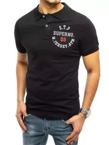 Čierne POLO tričko s ozdobnými výšivkami