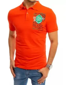 Pánske tričko s golierom oranžovej ISLAND