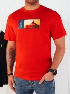 Pánske tričko s oranžovou potlačou Dstreet RX5486 #9391764