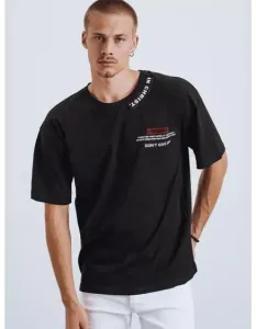 Pánske tričko s potlačou a nášivkami čierne