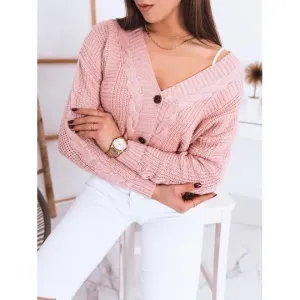 Ružový zapínaný sveter pre dámy #8670889
