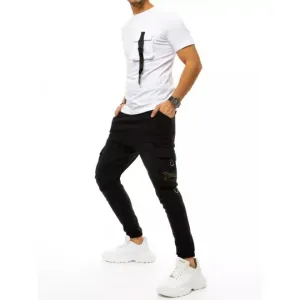 Pánsky komplet trička a nohavíc s potlačou v bielo-čiernej farbe