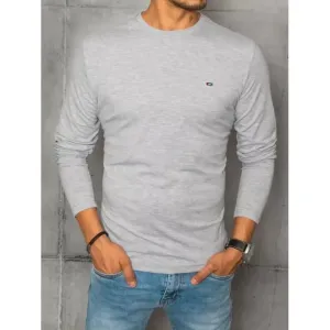 Hladké pánske tričko sivej farby s dlhým rukávom
