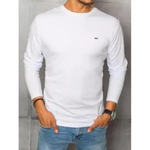 Pánske hladké tričká s dlhým rukávom v bielej farbe