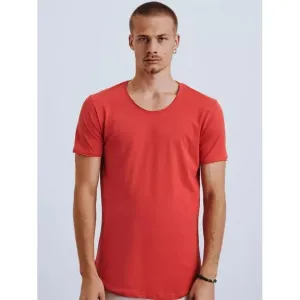 Pánske jednofarebné tričko s krátkym rukávom v červenej farbe #4079330