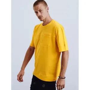 Žlté bavlnené tričko s vreckom na hrudi pre pánov