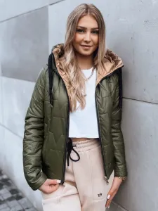 Women's quilted autumn jacket LOVE YOU green Dstreet