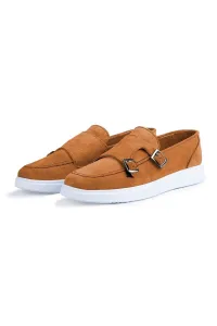Ducavelli Airy Genuine Leather and Suede Men's Casual Shoes, Suede Loafers, Summer Shoes Tan
