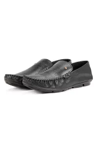 Ducavelli Attic Genuine Leather Men's Casual Shoes, Roque Loafers Black