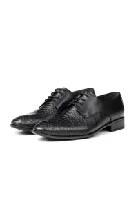Ducavelli Croco Genuine Leather Men's Classic Shoes, Derby Classic Shoes, Lace-Up Classic Shoes