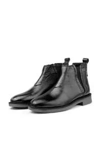 Ducavelli Leeds Genuine Leather Chelsea Daily Boots With Non-Slip Soles Black