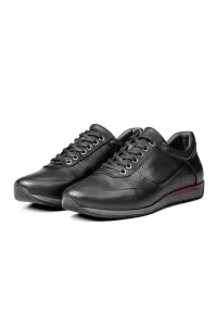 Ducavelli Lion Point Genuine Leather Plush Shearling Men's Casual Shoes Black