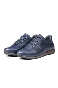 Ducavelli Lion Point Men's Casual Shoes From Genuine Leather With Plush Shearling, Navy Blue
