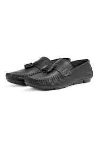 Ducavelli Noble Genuine Leather Men's Casual Shoes, Roque Loafers Black