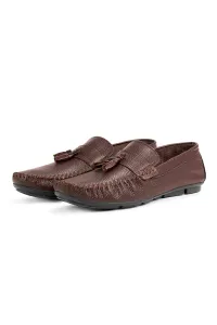 Ducavelli Noble Men's Genuine Leather Casual Shoes, Roque Loafers Brown