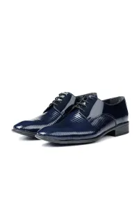 Ducavelli Shine Genuine Leather Men's Classic Shoes Navy Blue