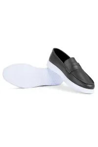 Ducavelli Trim Genuine Leather Men's Casual Shoes. Loafers, Lightweight Shoes, Summer Shoes Black