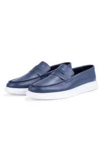 Ducavelli Trim Genuine Leather Men's Casual Shoes Loafers, Lightweight Shoes, Summer Shoes Navy Blue