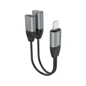 Dudao Headphone Adapter Lightning to Lightning Adapter + 3.5mm Mini Jack for Music and Charging Gray (L17i + Gray)