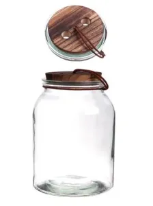 DUIF Sklenená váza s dreveným viečkom FINIO 22cm