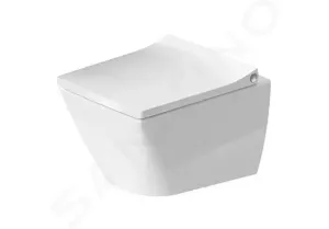 DURAVIT - Viu Závesné WC Compact, Rimless, DuraFix, s WonderGliss, alpská biela 25730900001