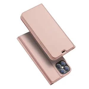 DUX DUCIS Skin Pro knižkové kožené puzdro na iPhone 12 Pro Max, ružové