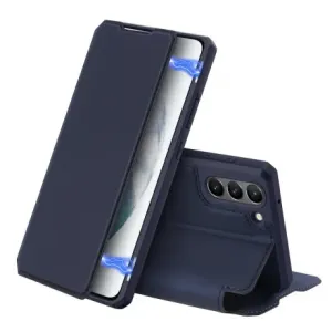 DUX DUCIS Skin X knižkové kožené puzdro na Samsung Galaxy S21 FE, modré