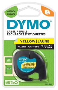 Dymo S0721620 Label, Tape, Plastic, Yellow, 12Mmx4M