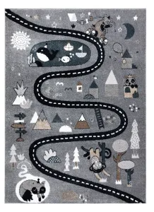 Detský kusový koberec Fun Route Street animals grey Rozmery kobercov: 80x150