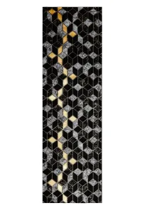 Behúň Gloss 400B 86 3D geometric black/gold Rozmery kobercov: 60x200