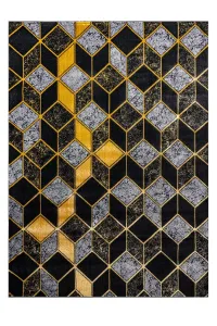 Kusový koberec Gloss 400B 86 3D geometric black/gold Rozmery kobercov: 240x330
