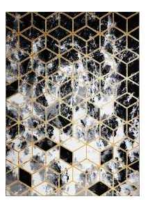 Kusový koberec Gloss 409A 82 3D cubes black/gold/grey Rozmery kobercov: 240x330
