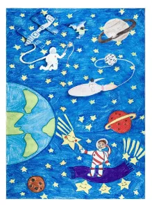 Detský kusový koberec Bambino 2265 Rocket Space blue Rozmery kobercov: 80x150