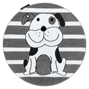 Detský kusový koberec Petit Puppy grey kruh Rozmery kobercov: 140x140 (priemer) kruh