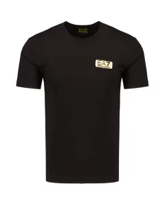 Bavlnené tričko EA7 Emporio Armani čierna farba, s nášivkou #193454